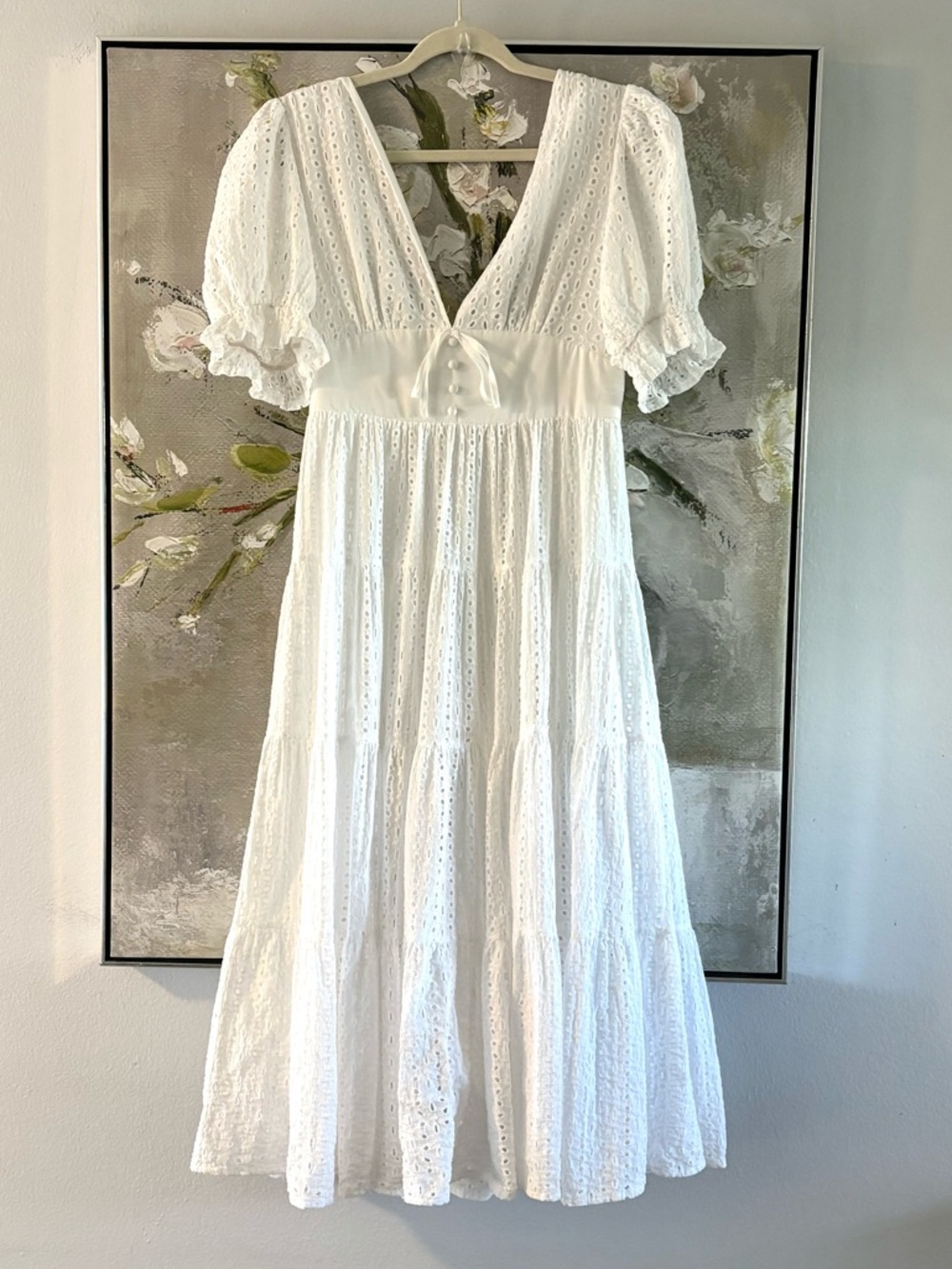 Petal & Pup White Eyelet Maxi Dress with Puff Sleeves - Picture 1 of 2